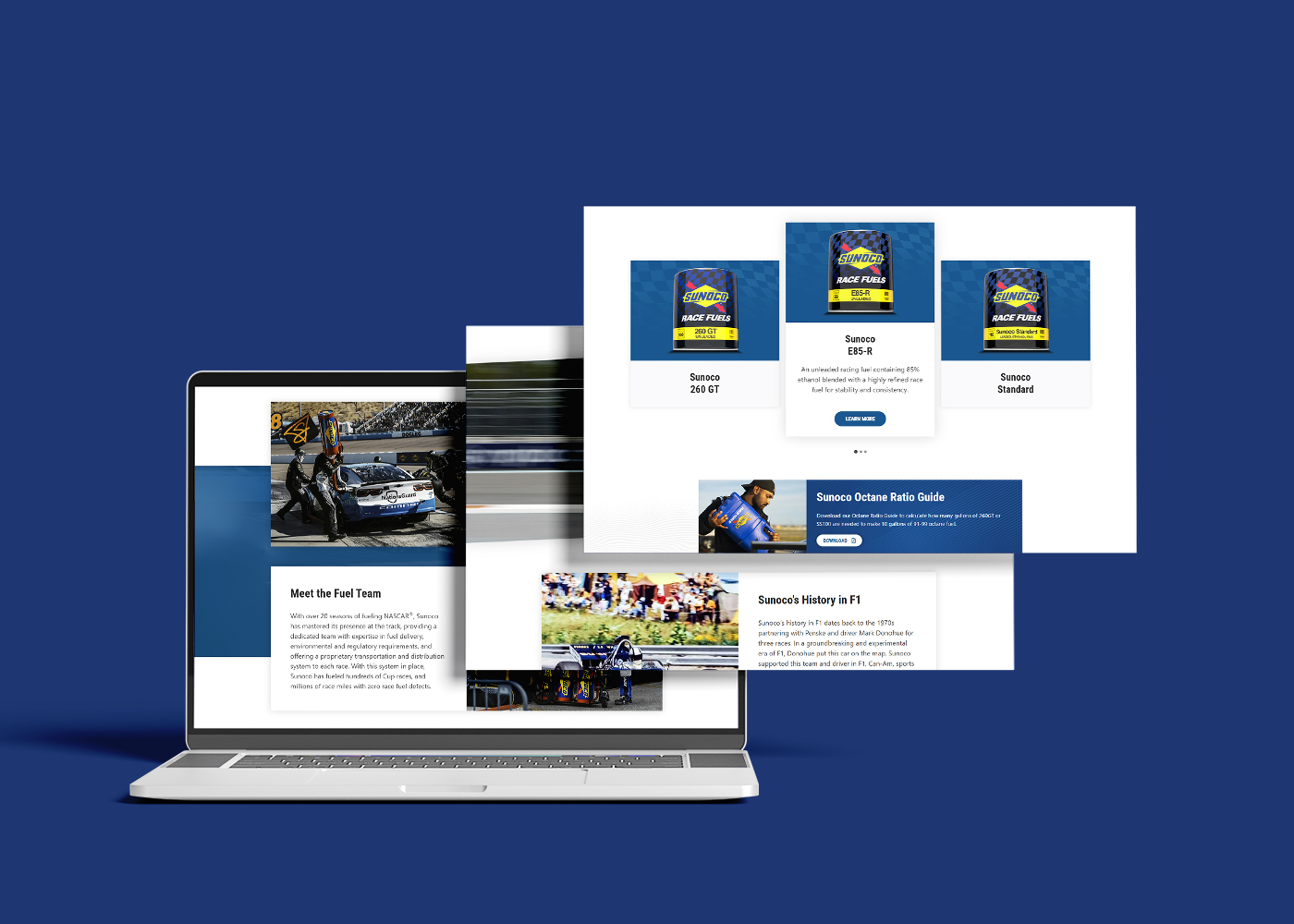 Gráfico en pantalla de ordenador portátil que muestra el sitio web de Sunoco